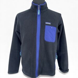 Patagonia Men's Synchilla Karstens Fleece Jacket Black/Blue, Full Zip, Size S